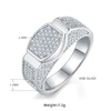 R6477 Luxury Set S925 Silver Plated Platinum Moissanite Diamond Men's Ring, Limestone D-Grade 0.95 Carat 1